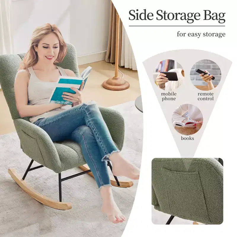 Fauteuil à bascule pour chambre de bébé, fauteuil à glissière pour le salon et l'allaitement, fauteuils d'appoint confortables pour chambre, fauteuils d'intérieur rembourrés en peluche effet teddy