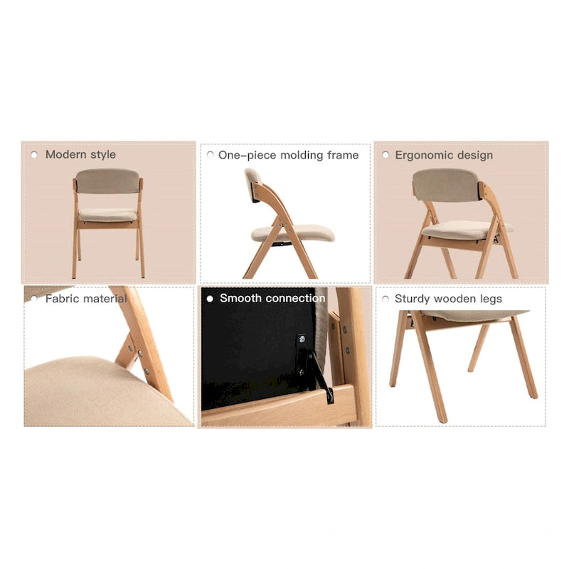Stapelbare houten eetkamerstoelen met klapfunctie en gevoerde zittingen (set van 4)