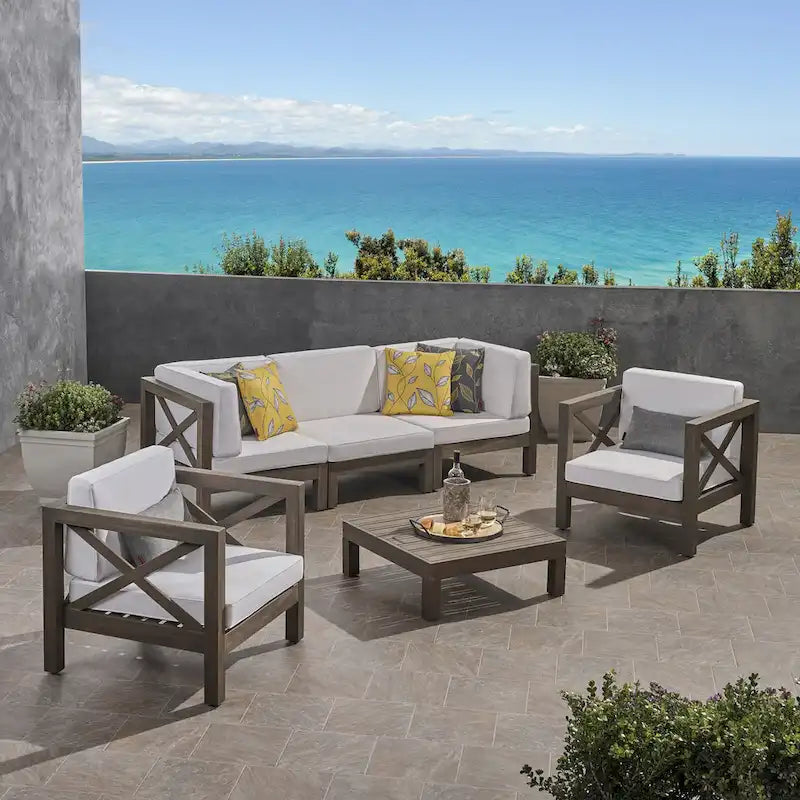 6-delige loungeset van acaciahout voor buiten, Brava, van Christopher Knight Home