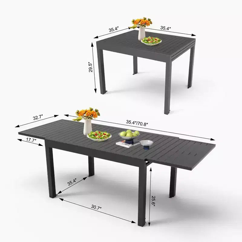 Okak Esstisch, ausziehbarer Gartentisch aus Aluminium, Küchentisch für das Esszimmer