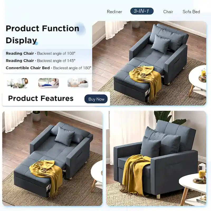Verstellbarer Schlafsessel, 3-in-1-Funktion, verschiedene Farben, für 1 Person