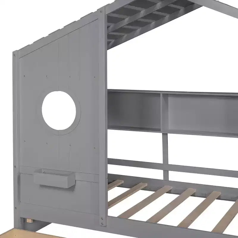 Lit cabane en bois format simple/double avec 2 tiroirs, lit pour enfant avec étagère de rangement - ModernLuxe