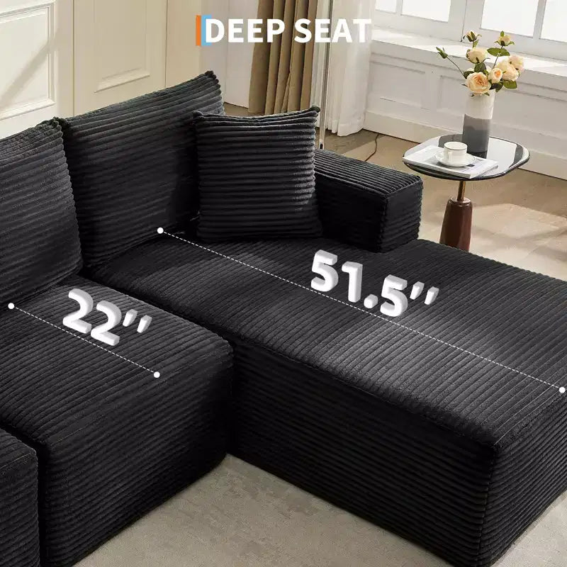 108 Modernes Sofa, 3-Sitzer-Polstersofa in L-Form mit Kissen, Sofa mit tiefer Sitzfläche, keine Montage erforderlich