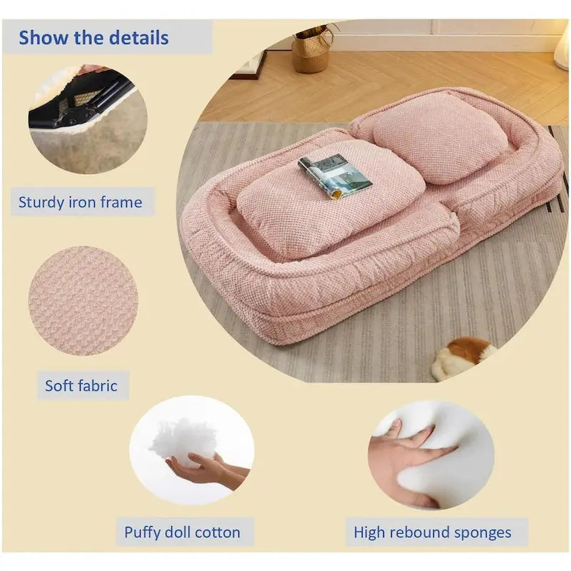 Faules Sofa, 5 verstellbare Positionen, zum Sitzen, Schlafen und Zusammenklappen, passend für Schlafzimmer und Wohnzimmer