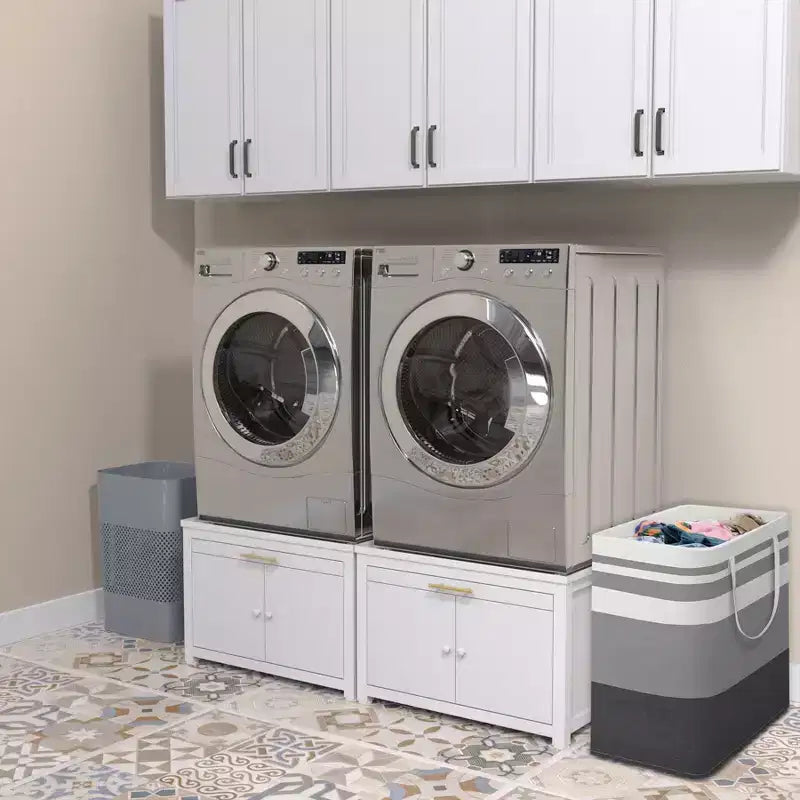 Socle robuste en métal pour lave-linge et sèche-linge, noir/blanc - modèle simple, anti-vibrations