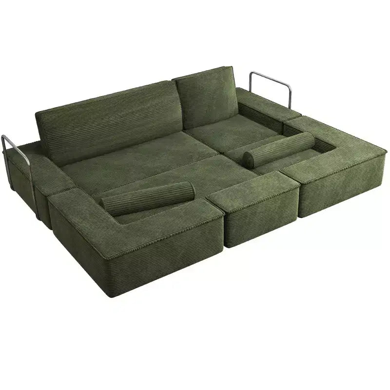 Modulares Cloud-Ecksofa, bequemes Cord-Ecksofa mit tiefer Sitzfläche und hohen Kissen, einfach zu montieren