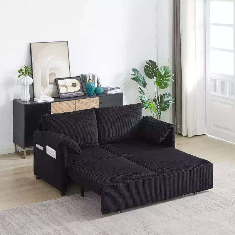 64.5 3-in-1-slaapbank van ribfluweel met uitschuifbaar bed