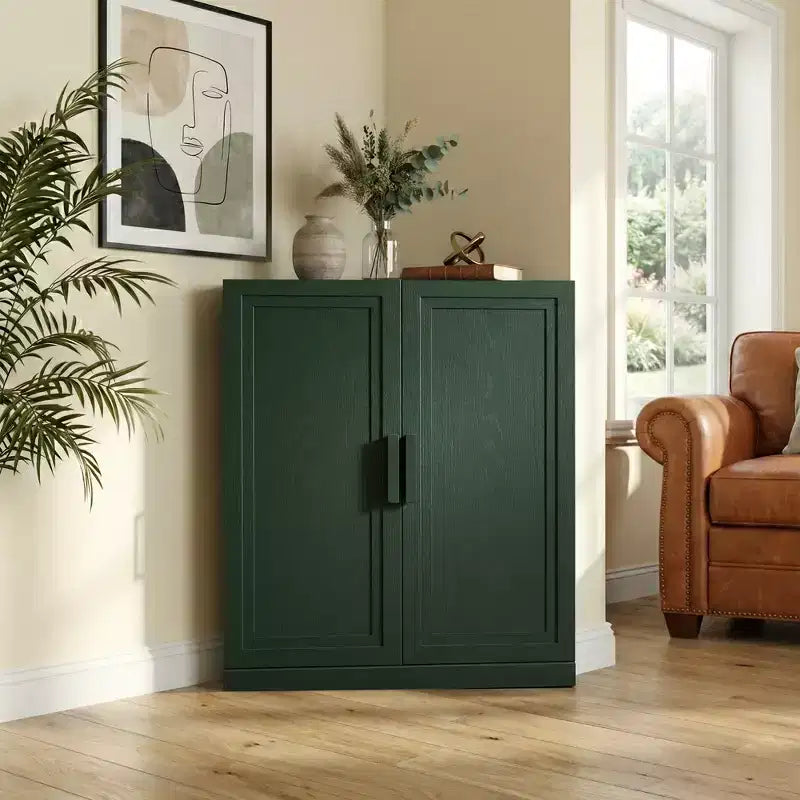Dovelina hoekvitrinekast met verstelbare planken, dressoir, buffetkast, wijnkast, keuken- en eetkamerkast met houten deuren - 31H x 31W, 36H x 31W