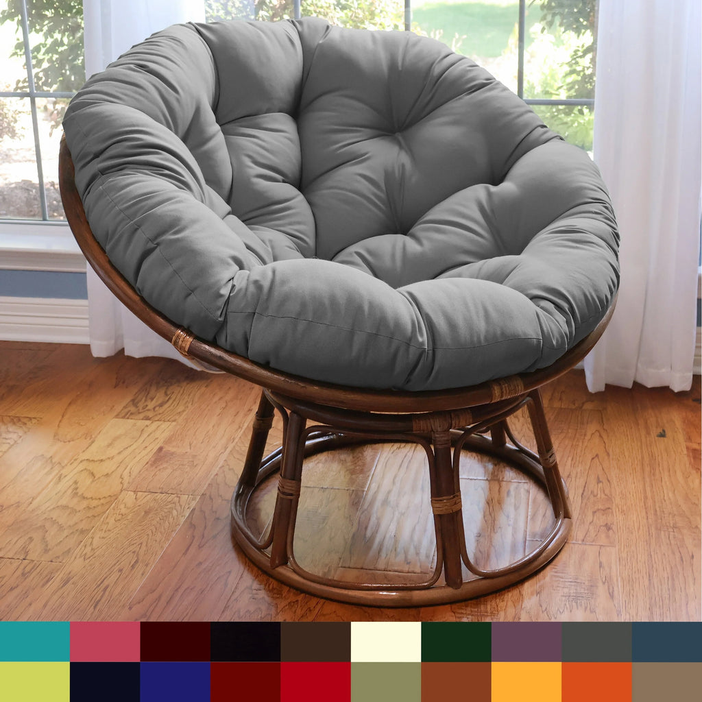 Bali-Papasan-Sessel aus Rattan, 42 Inch, mit Köperstoffkissen