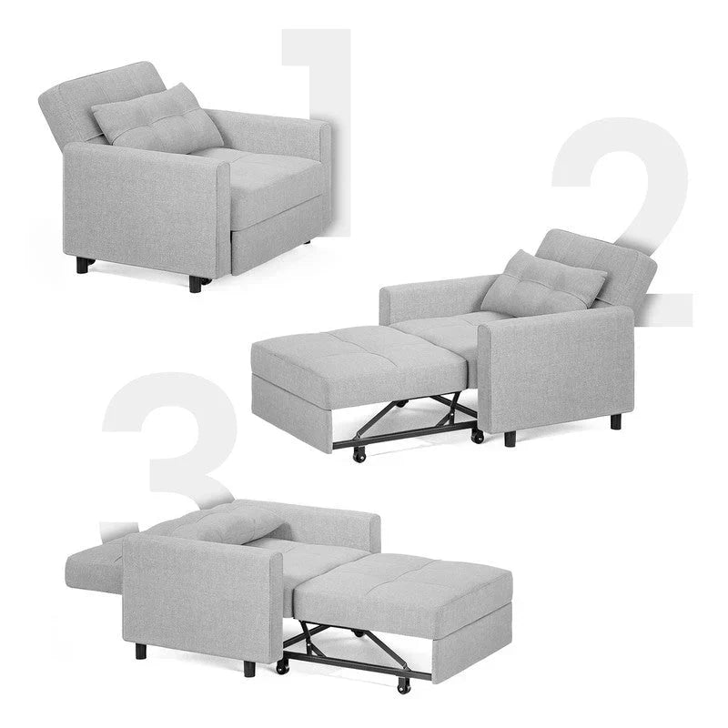 3-in-1-Schlafsofa mit verstellbarer Liegefläche, ausziehbares Sesselsofa, umwandelbares Klappbett fürs Wohnzimmer
