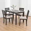 5-teiliges Esszimmer-Set aus Massivholz, 47L (1 Tisch + 4 Stühle mit Sprossenlehne)
