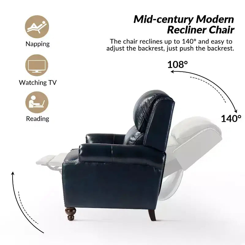 2er-Set moderner Ohrensessel aus Echtleder Elisabete mit Vintage-Nagelkopfverzierung für Wohnzimmer und Schlafzimmer| ART OF LIVING DESIGNS