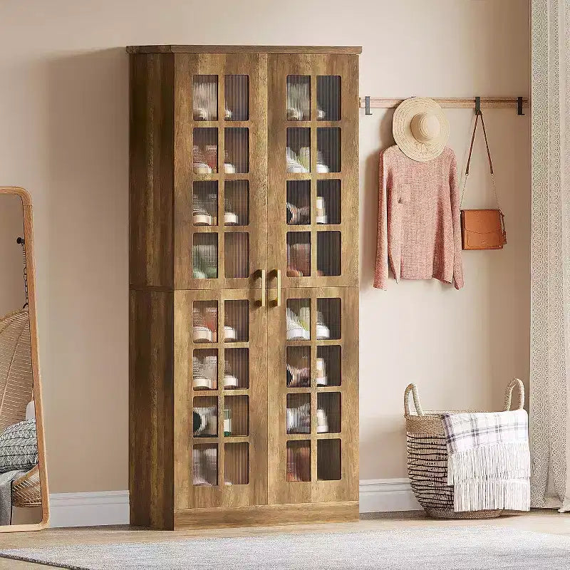 Hoge schoenenkast van Lantine met deuren, schoenenopbergruimte met 8 niveaus en verstelbare planken, moderne schoenenkast voor hal, kledingkast of woonkamer, wit
