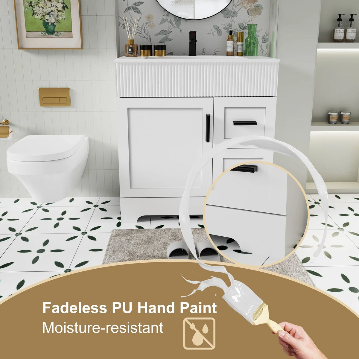 Ensemble meuble-lavabo de salle de bain Wavy Line 30/36/48 avec lavabo et robinet