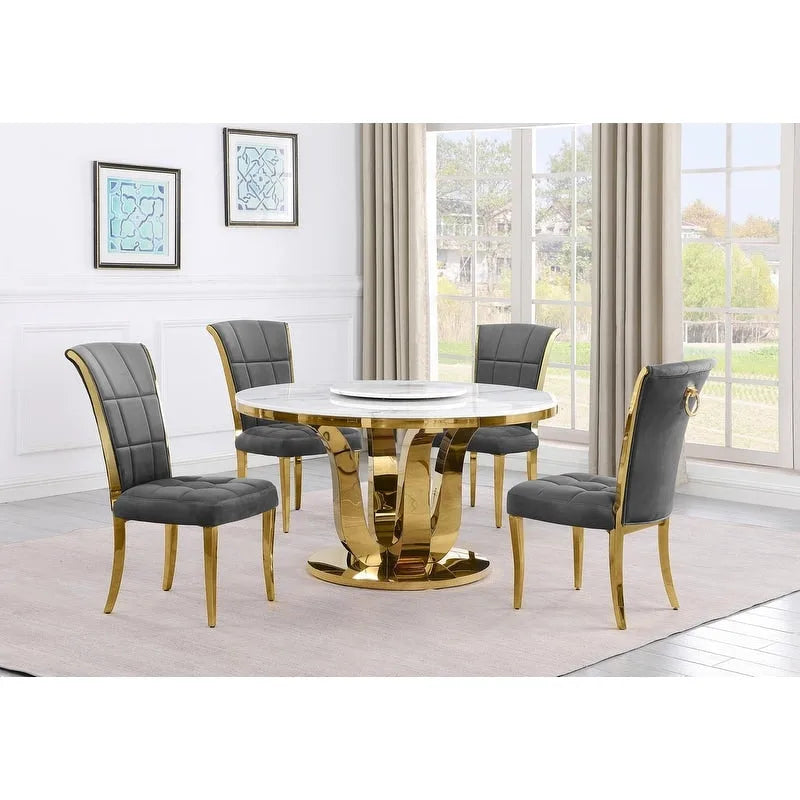 Best Quality Furniture D325-SC324-7 runde Essgruppe, 5-teilig