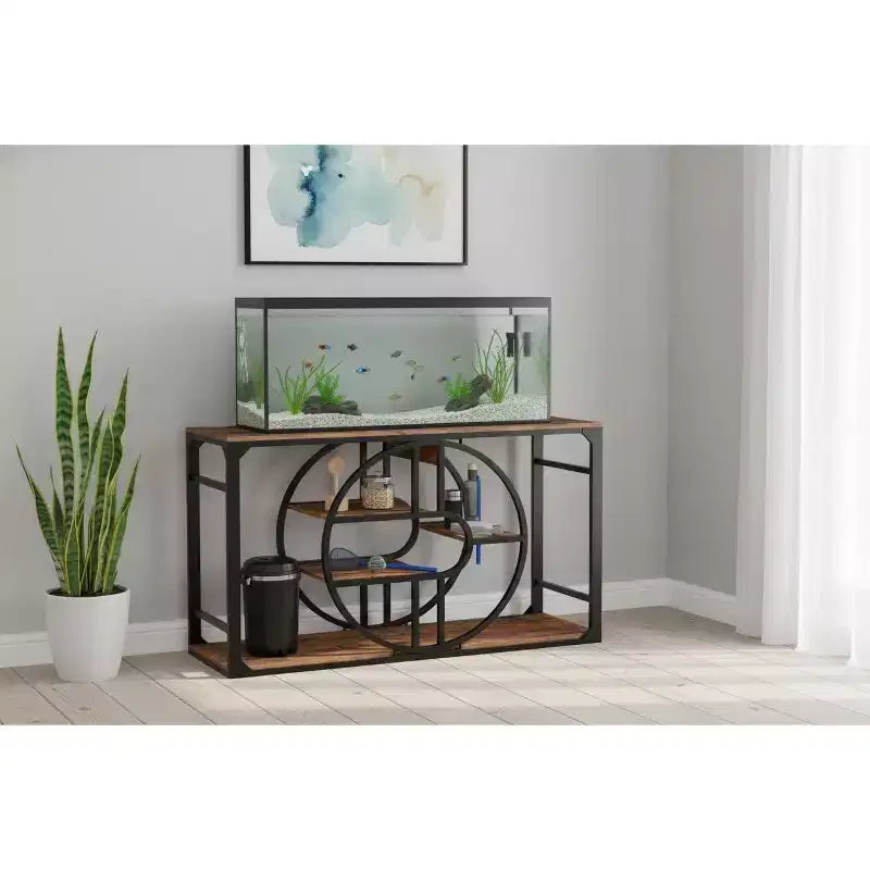 Support métallique pour aquarium de 55-75 gallons, robuste avec meuble de rangement, à plusieurs niveaux et avec pieds renforcés, convient