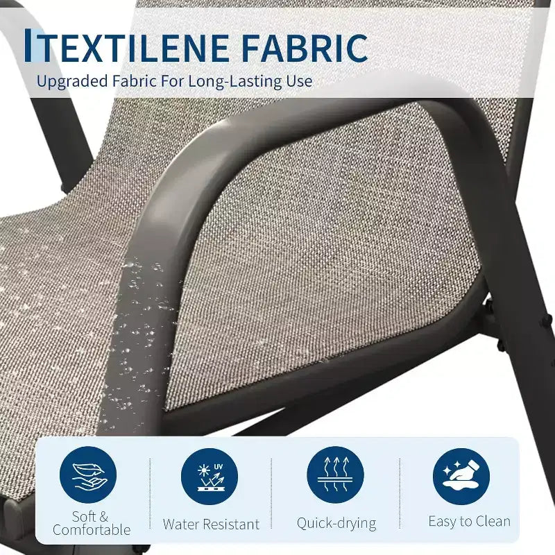Terrasstoelen, stapelbare buiteneetkamerstoelen set van 4/6, lichtgewicht Textilene-stoelensets voor buiten voor alle weersomstandigheden, met armleuningen voor de achtertuin en het zwembadterras