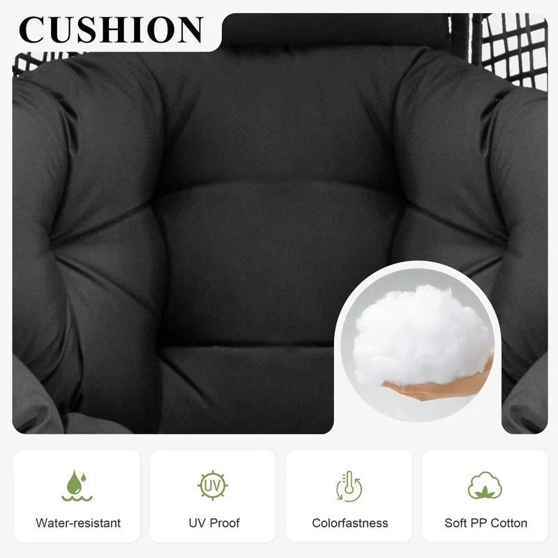 Fauteuil œuf d’intérieur FINCATI, fauteuil œuf d’extérieur supportant 440 lb, fauteuil œuf grand format avec pouf, fauteuil œuf luxueux et confortable avec repose-pieds