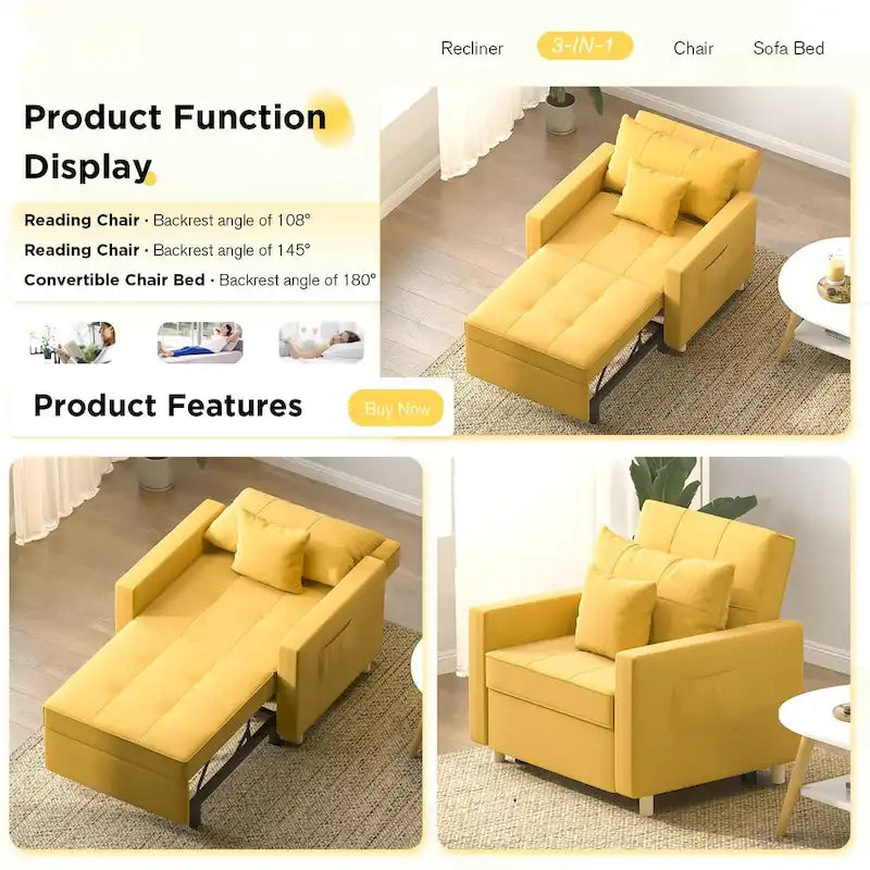 Verstellbarer Schlafsessel, 3-in-1-Funktion, verschiedene Farben, für 1 Person