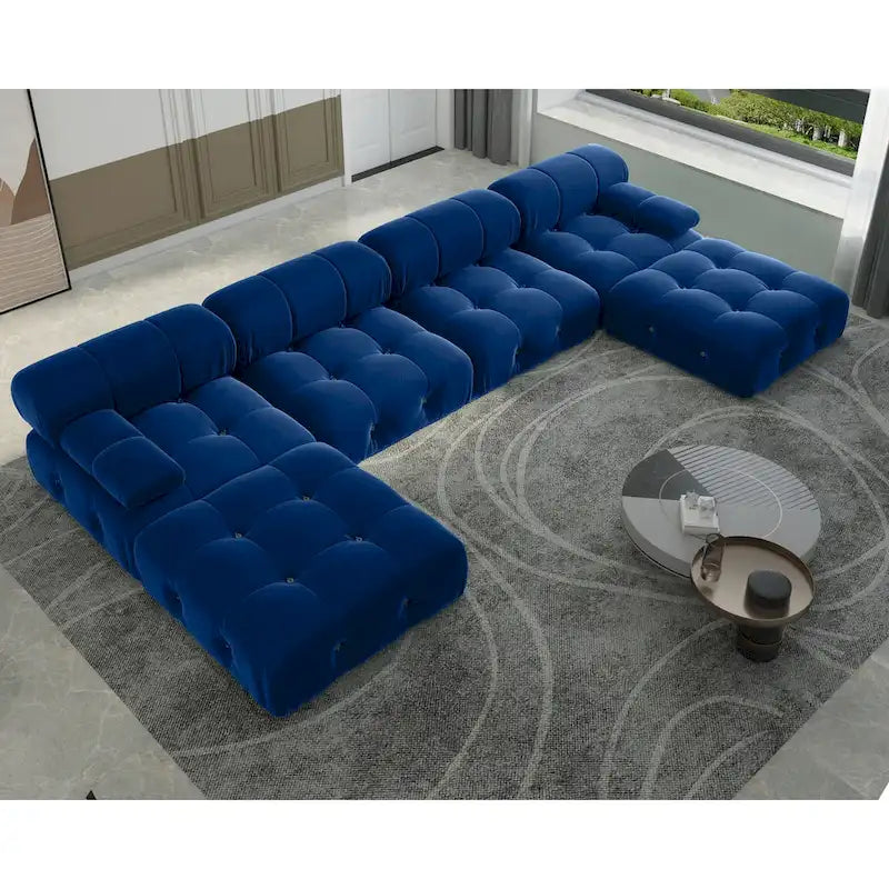 138  ombouwbare modulaire hoekbank, U-vormige minimalistische fluwelen banken