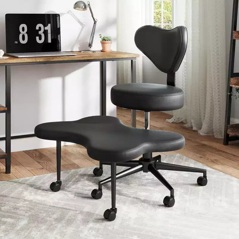 Pinmoco ergonomischer Bürostuhl mit gekreuzten Beinen, höhenverstellbarer Meditationsstuhl, um 360° drehbar, mit Lendenstütze, Arbeits- und Bürostuhl, ADHD-Stuhl