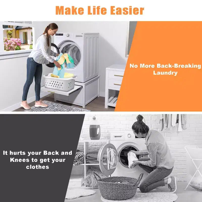 Socle robuste en métal pour lave-linge et sèche-linge, noir/blanc - modèle simple, anti-vibrations