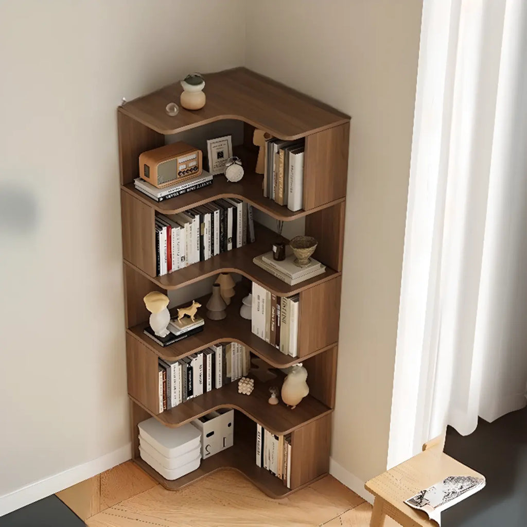 Eckbücherregal aus Holzwerkstoff mit 6 Regalböden