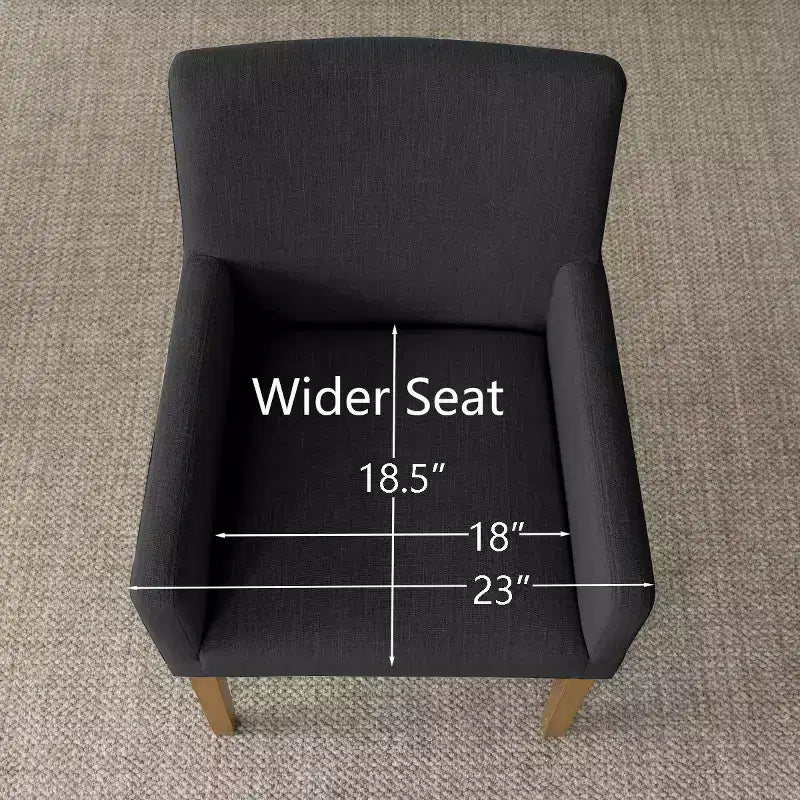 Set van 6 gestoffeerde eetkamerstoelen met armleuningen, moderne linnen fauteuils met houten poten, accentstoelen voor de eetkamer en woonkamer - Panipeachy