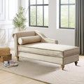 Elegante Franse chaise longue met fluwelen bekleding, opbergruimte en een kussen