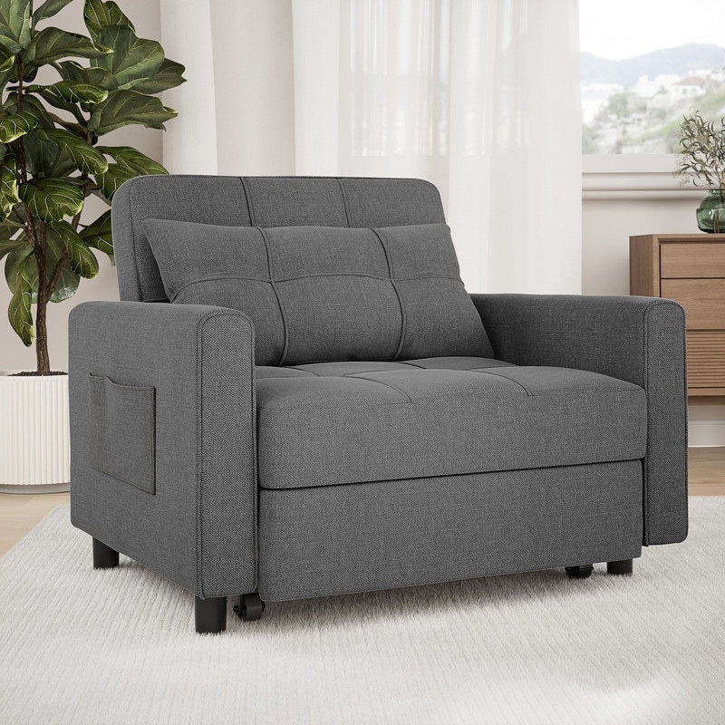 3-in-1-Schlafsofa mit verstellbarer Liegefläche, ausziehbares Sesselsofa, umwandelbares Klappbett fürs Wohnzimmer