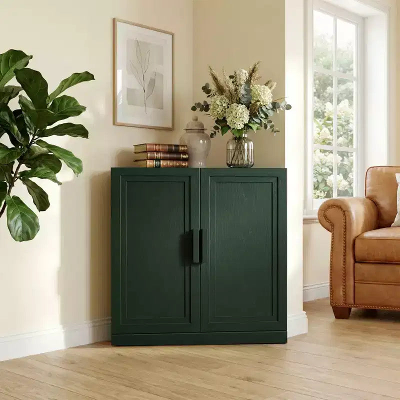 Dovelina hoekvitrinekast met verstelbare planken, dressoir, buffetkast, wijnkast, keuken- en eetkamerkast met houten deuren - 31H x 31W, 36H x 31W