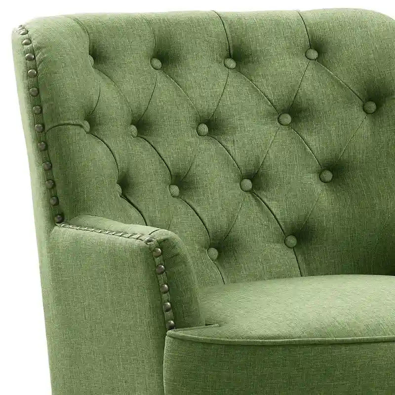 Moser Bay Mignon fluwelen/linnen fauteuil met knopen en hoge rugleuning, 30 breed