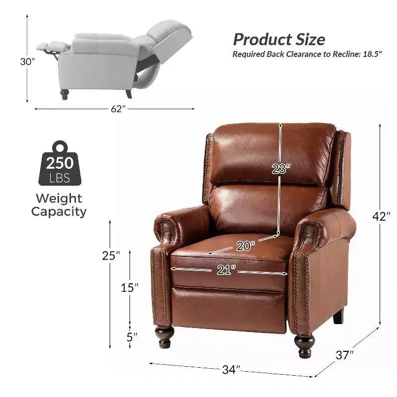 2er-Set moderner Ohrensessel aus Echtleder Elisabete mit Vintage-Nagelkopfverzierung für Wohnzimmer und Schlafzimmer| ART OF LIVING DESIGNS