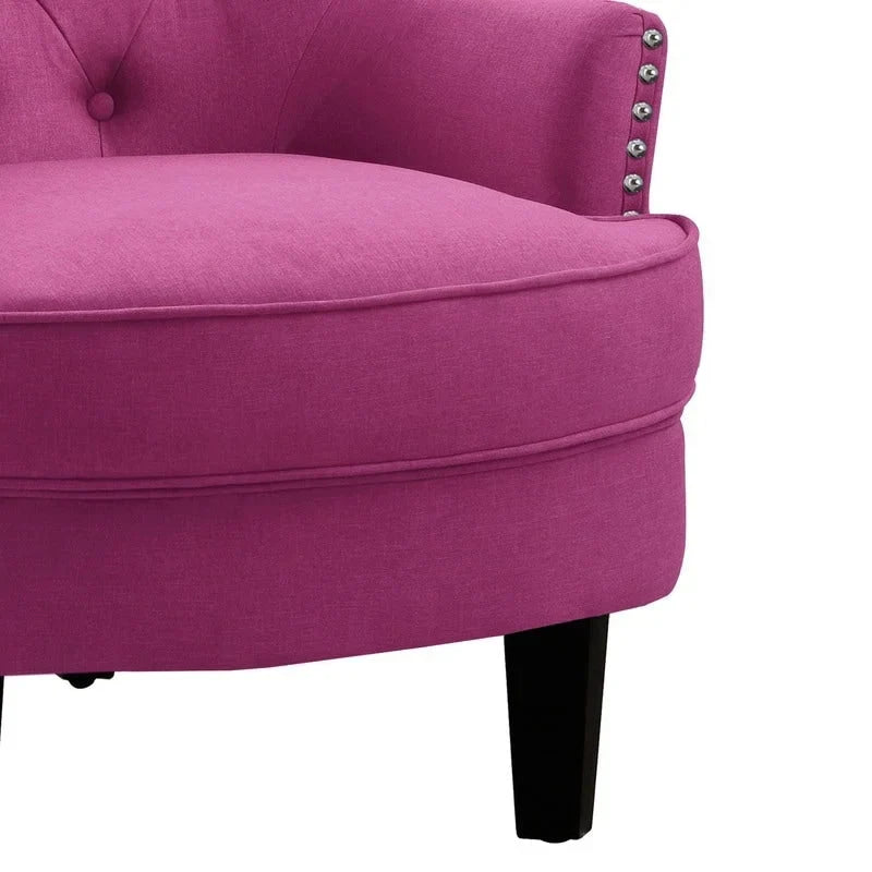 Moser Bay Mignon fluwelen/linnen fauteuil met knopen en hoge rugleuning, 30 breed