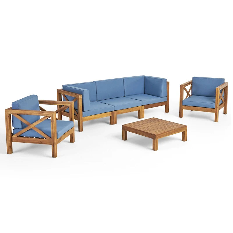 6-delige loungeset van acaciahout voor buiten, Brava, van Christopher Knight Home
