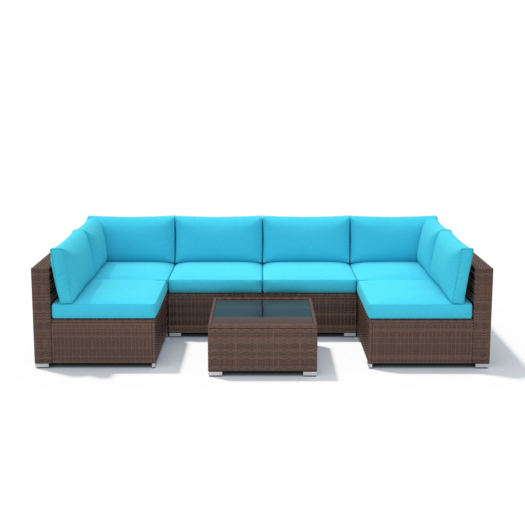 Wicker/ Steel 7-piece Outdoor Cushioned Sectional Sofa Set