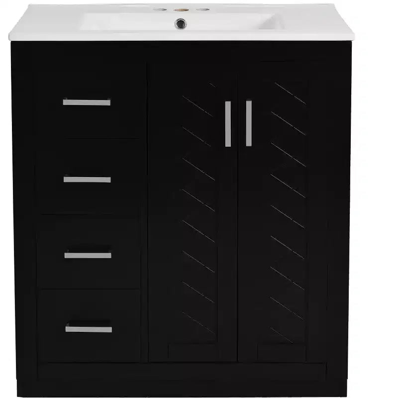 30 Single Sink Bathroom Vanity with Cabinet & 3 Drawers ??Black / Blue / Green / Indigo / White