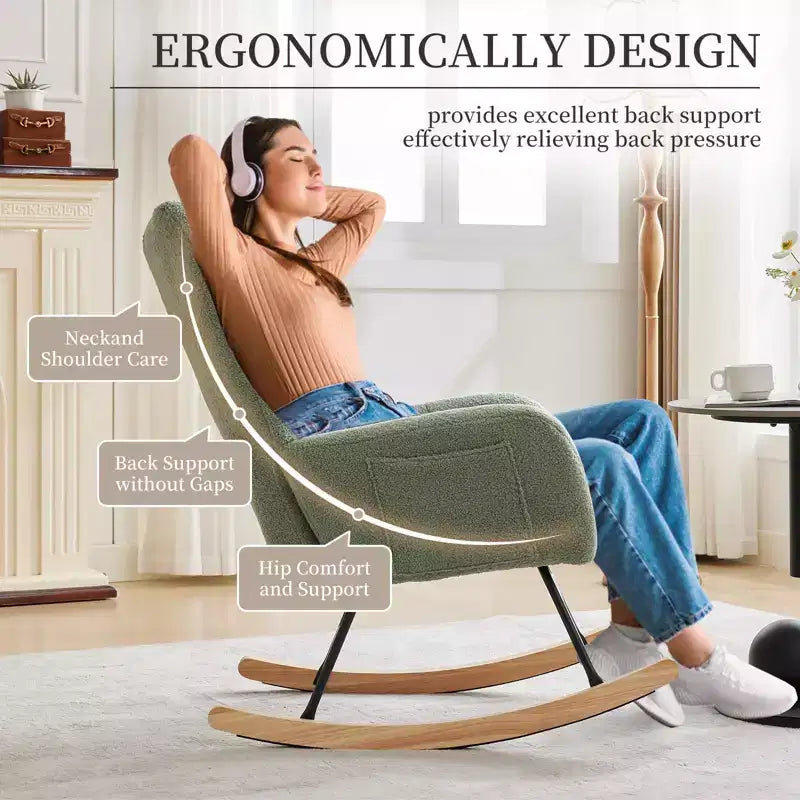 Fauteuil à bascule pour chambre de bébé, fauteuil à glissière pour le salon et l'allaitement, fauteuils d'appoint confortables pour chambre, fauteuils d'intérieur rembourrés en peluche effet teddy