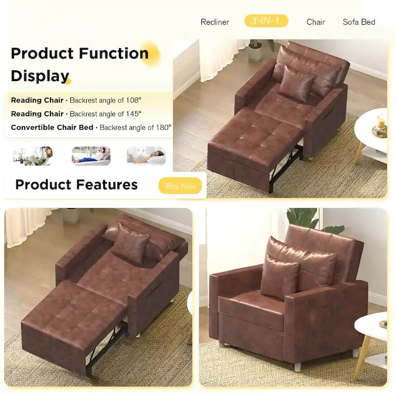 Verstellbarer Schlafsessel, 3-in-1-Funktion, verschiedene Farben, für 1 Person