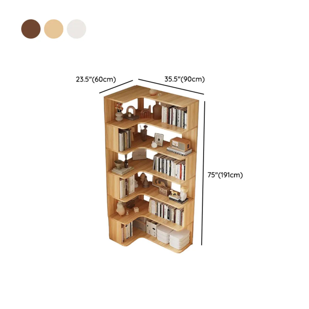 Eckbücherregal aus Holzwerkstoff mit 6 Regalböden