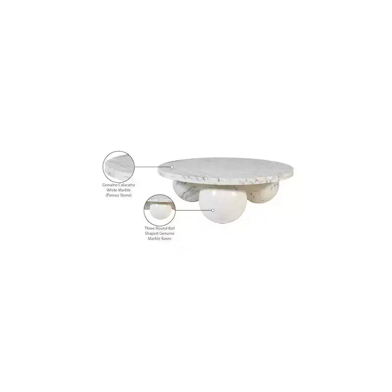 Round Marble Coffee Table with Sphere Legs, Multicolor, Seats 4??