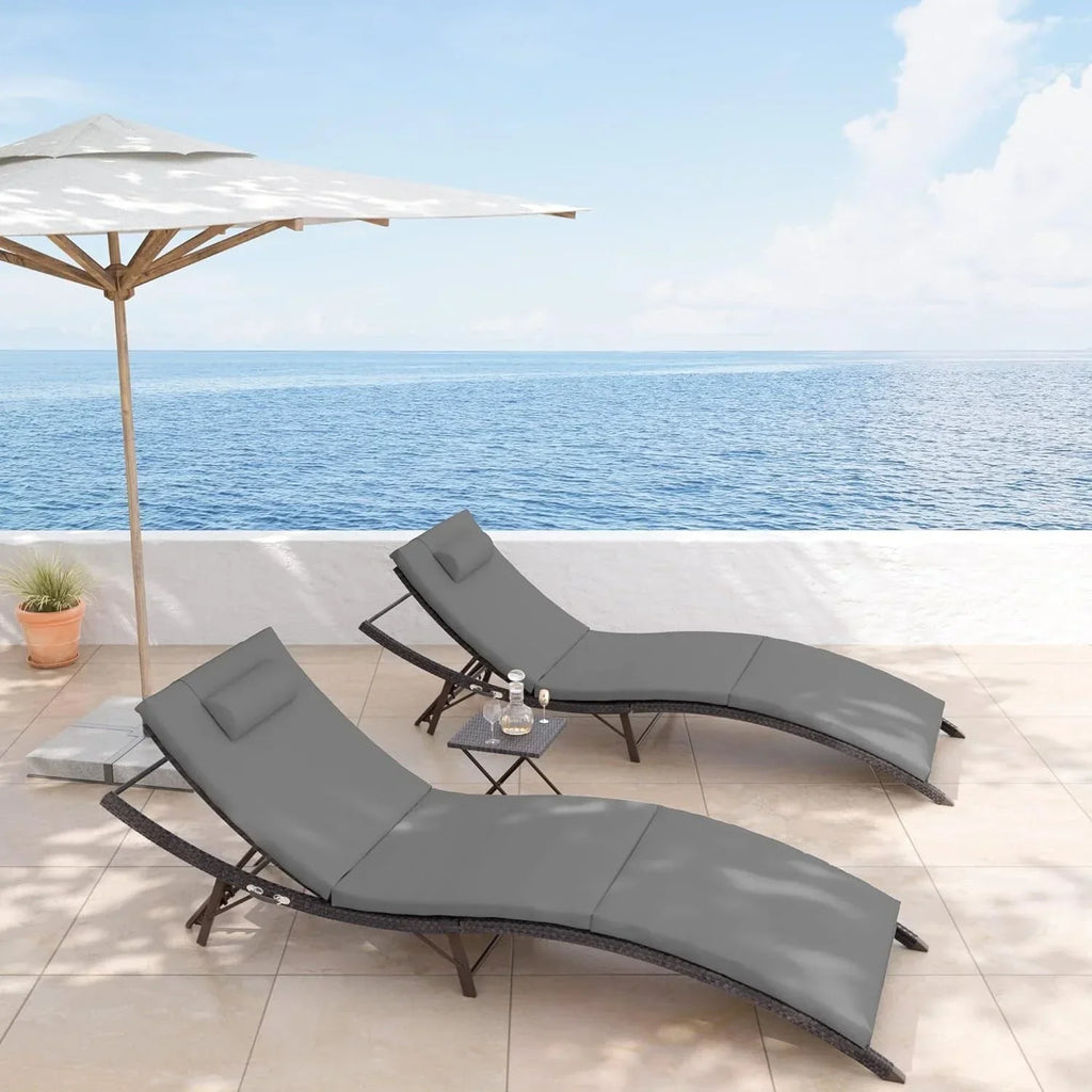 Kullavik 3-teiliges Outdoor-Lounge-Set mit Liegestühlen