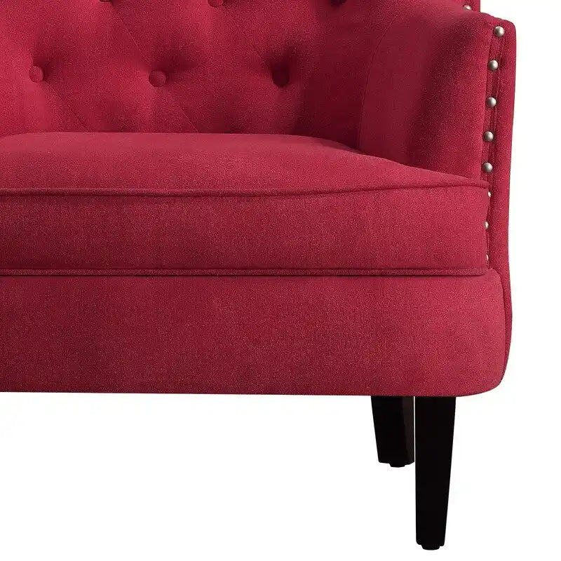 Moser Bay Mignon fluwelen/linnen fauteuil met knopen en hoge rugleuning, 30 breed