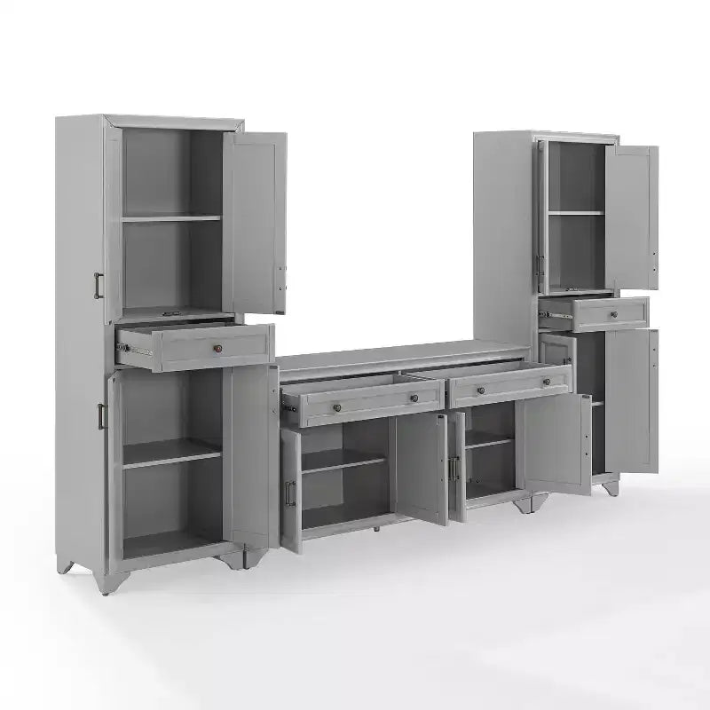3-teiliges Tara-Sideboard- und Vorratsschrank-Set im Used-Look - Crosley