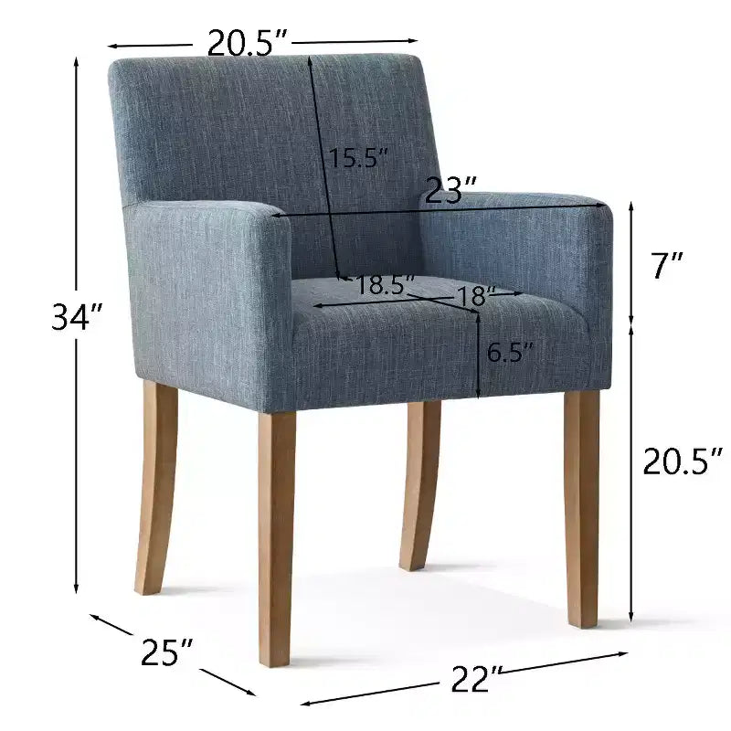Set van 6 gestoffeerde eetkamerstoelen met armleuningen, moderne linnen fauteuils met houten poten, accentstoelen voor de eetkamer en woonkamer - Panipeachy