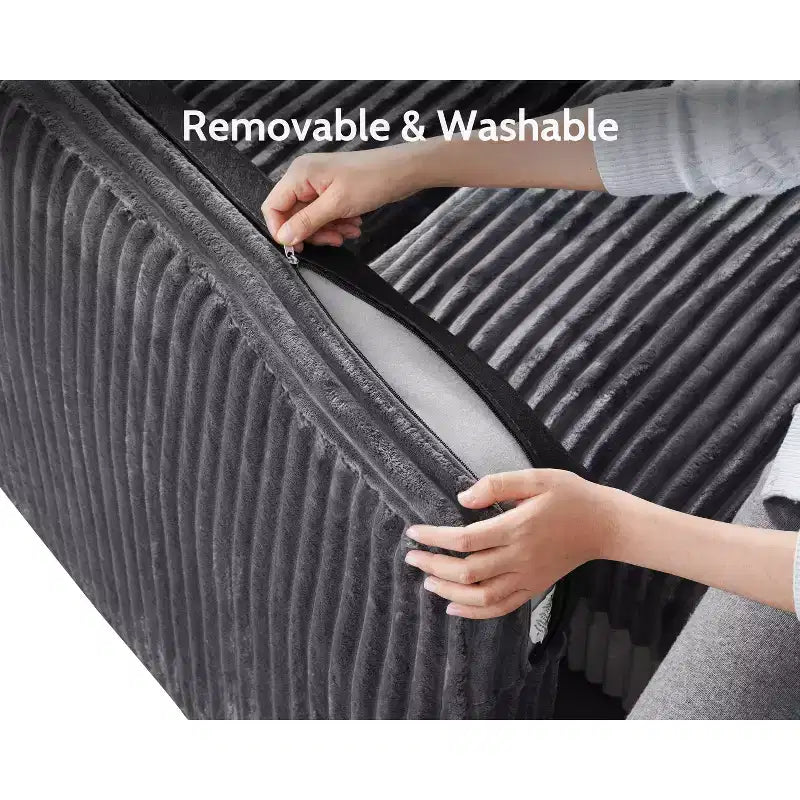Dyonery modulaire hoekbank van ribfluweel met afneembare, wasbare hoezen