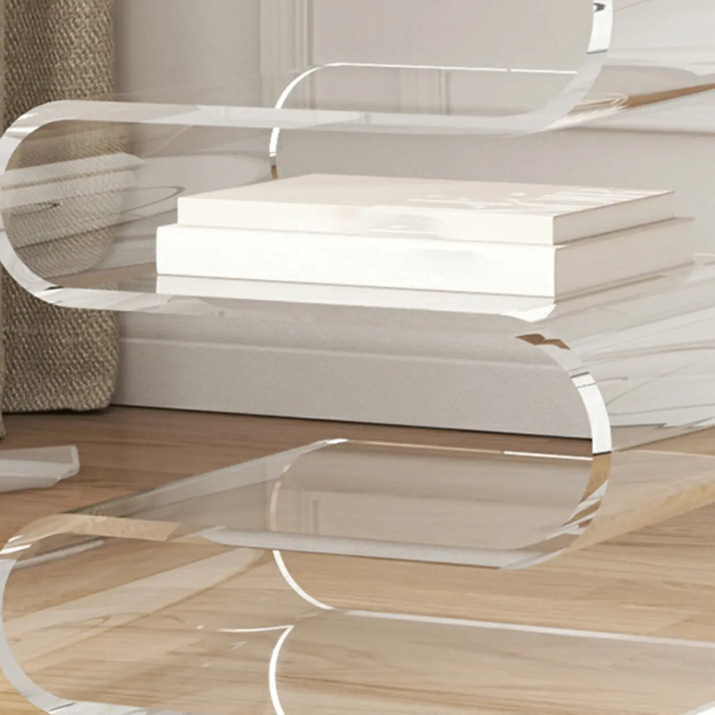 Moderner Beistelltisch aus Acryl in S-Form mit Stauraum