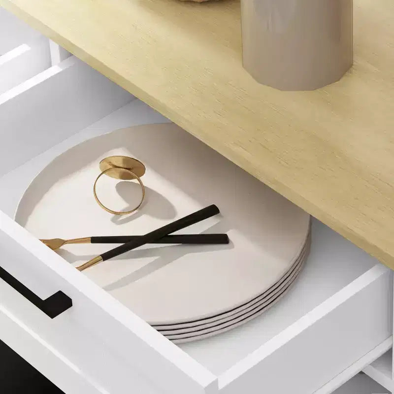 Meuble HOMCOM pour poubelle à ouverture basculante avec tiroirs, meuble de cuisine style campagne avec poubelle dissimulée