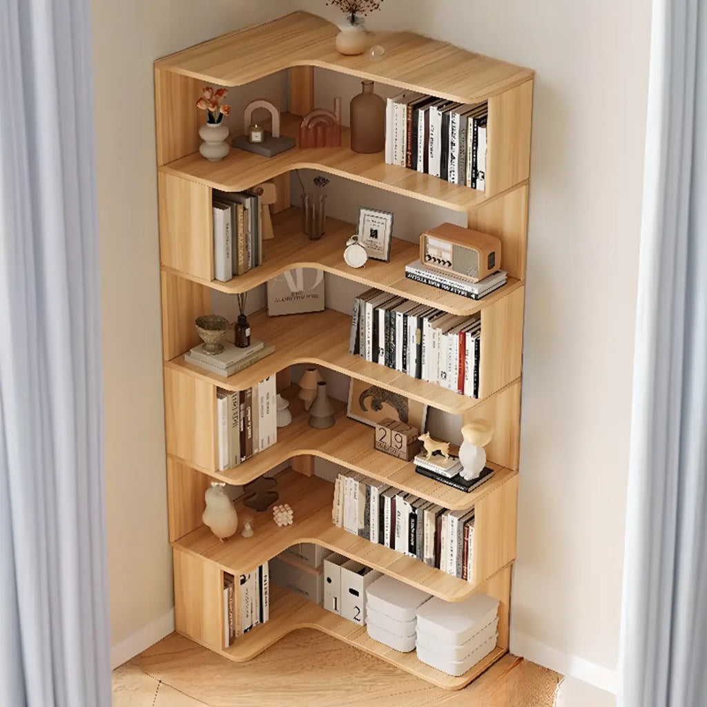 Eckbücherregal aus Holzwerkstoff mit 6 Regalböden