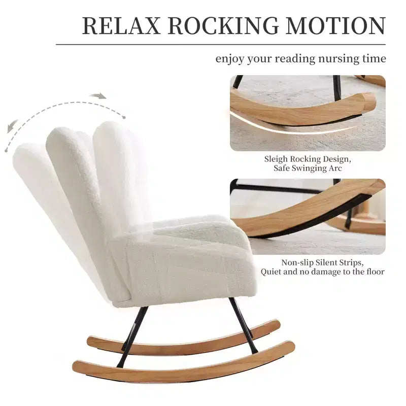 Fauteuil à bascule pour chambre de bébé, fauteuil à glissière pour le salon et l'allaitement, fauteuils d'appoint confortables pour chambre, fauteuils d'intérieur rembourrés en peluche effet teddy